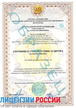 Образец сертификата соответствия аудитора №ST.RU.EXP.00014299-1 Архангельск Сертификат ISO 14001
